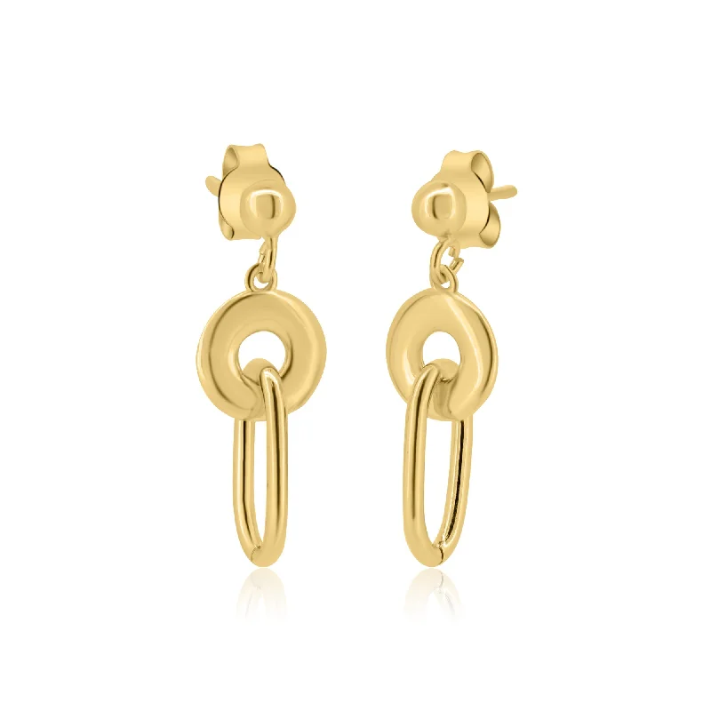 Hoop Earrings for Women-Gold Plated 925 Sterling Silver Dangling Donut Paperclip Stud Earrings - ITE00095-GP