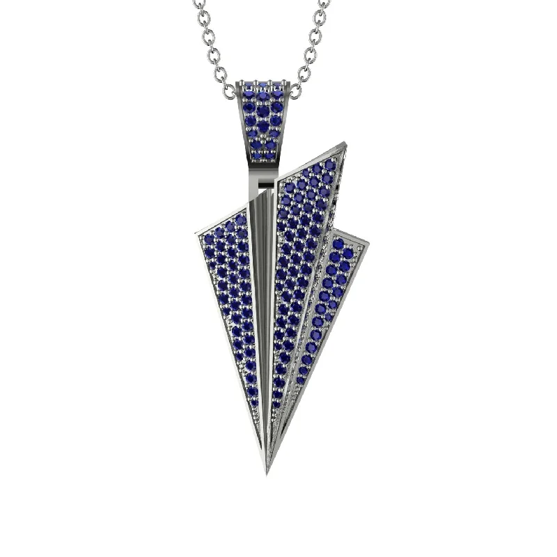 Wedding Necklaces-Paper Airplane Sapphire Necklace For Men - Walter No. 15