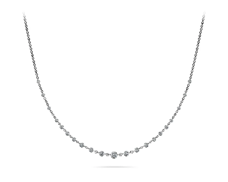 Heart Pendant Necklaces-14K Two-Prong Cable Link Diamond Necklace