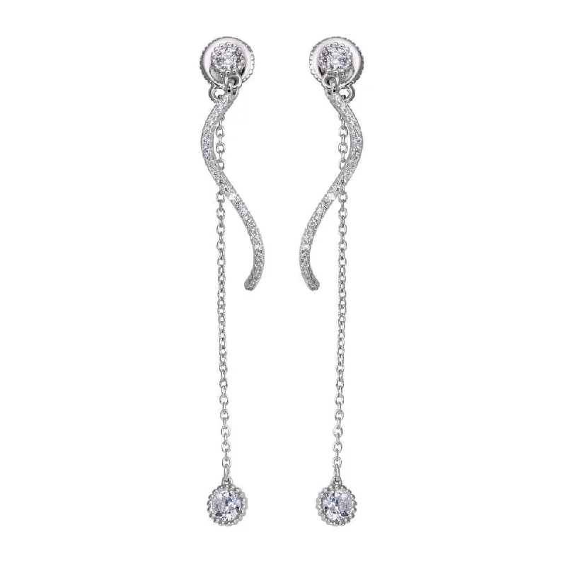 Unique Gold Earrings-Rhodium Plated 925 Sterling Silver Front and Back Dangling Earrings with CZ - BGE00586