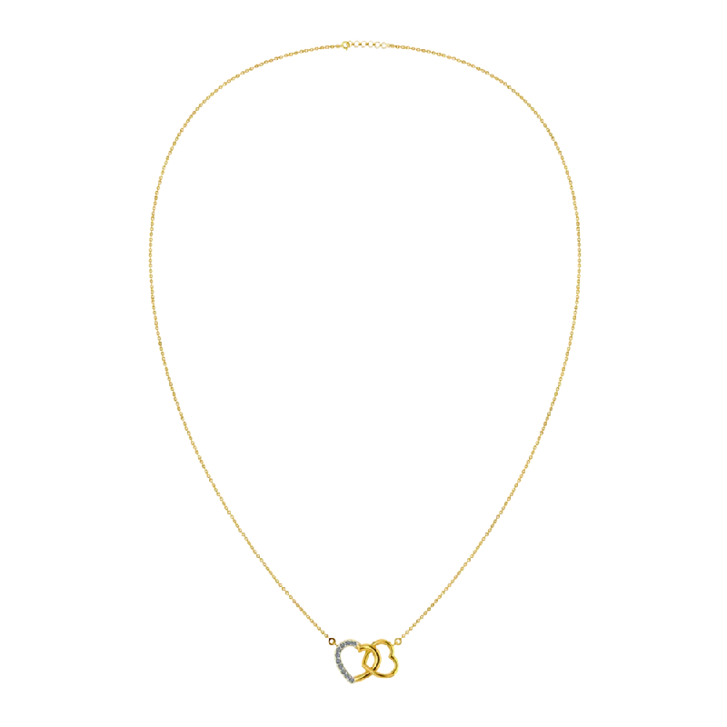 Fashionable Crystal Pendant Necklaces-Heart-lock Themed Diamond-studded Gold Necklace