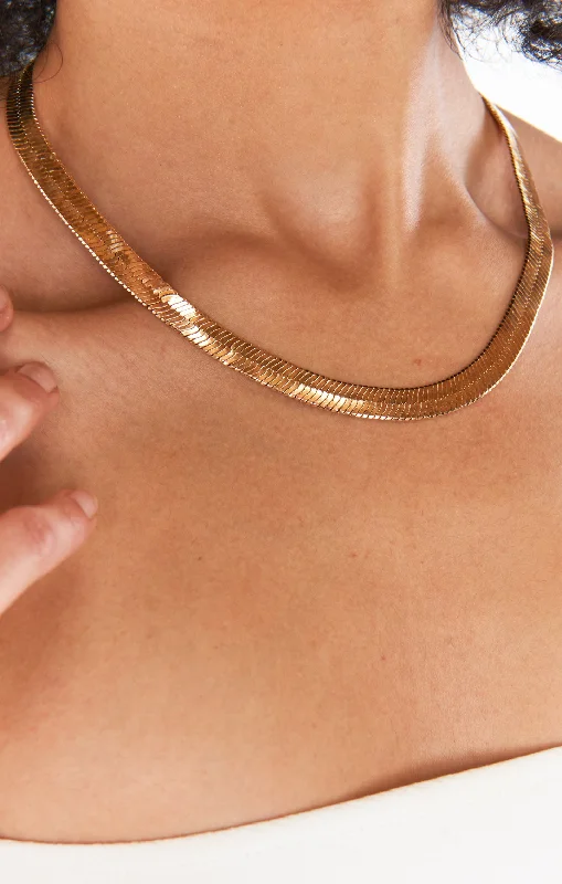 Handmade Gold Necklaces-Thick Snake Chain Necklace ~ Gold