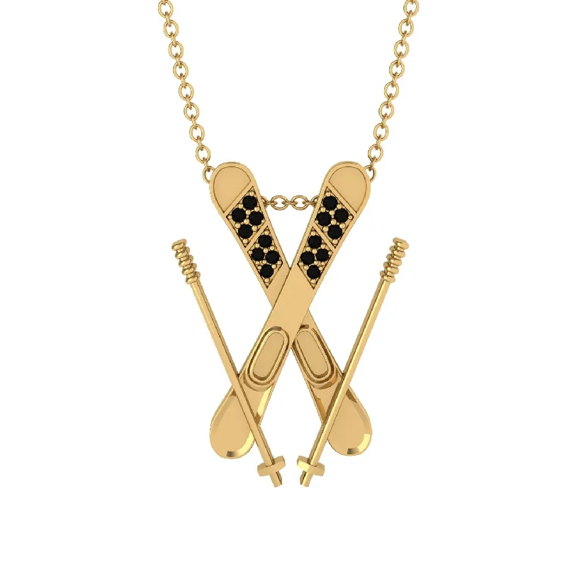 Colorful Pendant Necklaces-Skis Black Diamond Necklace - Zachary No. 7