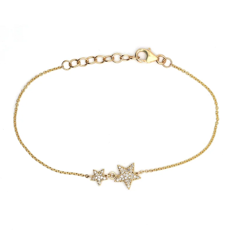 Luxury Gemstone Bracelets-14K Gold Double Diamond Star Bracelet