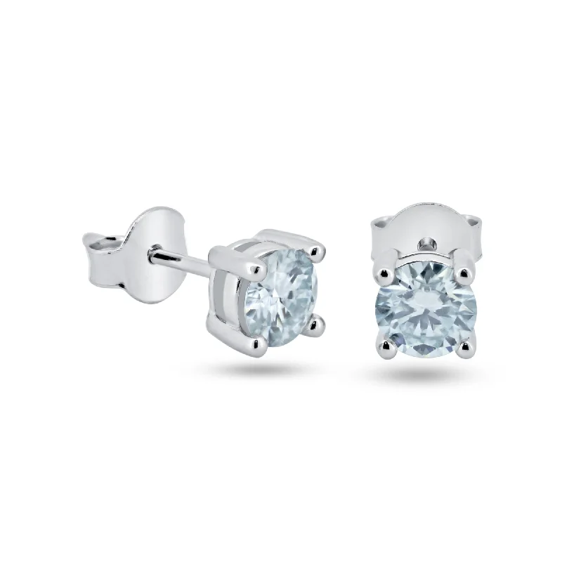 Trendy Ear Cuffs-925 Sterling Silver Moissanite 5mm Round Push Back Earring - MBGE00003