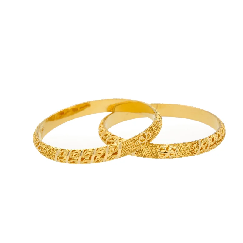 Bridal Jewelry Bangles-22K Gold Bangles Set of Two, 30.7gm