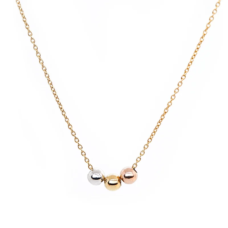 Bridal Necklaces-Triple Points Necklace, Solid Gold