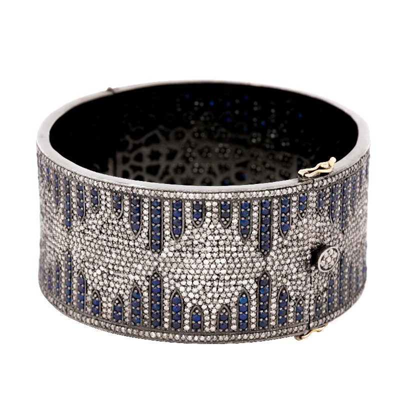 Luxury Wedding Bangles-Sapphire & Diamond Magic of the Night Bangle