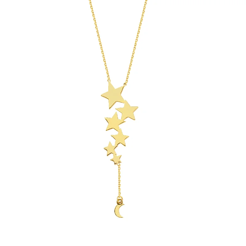 Luxury Pendant Necklaces-14K Drop Stars Necklace