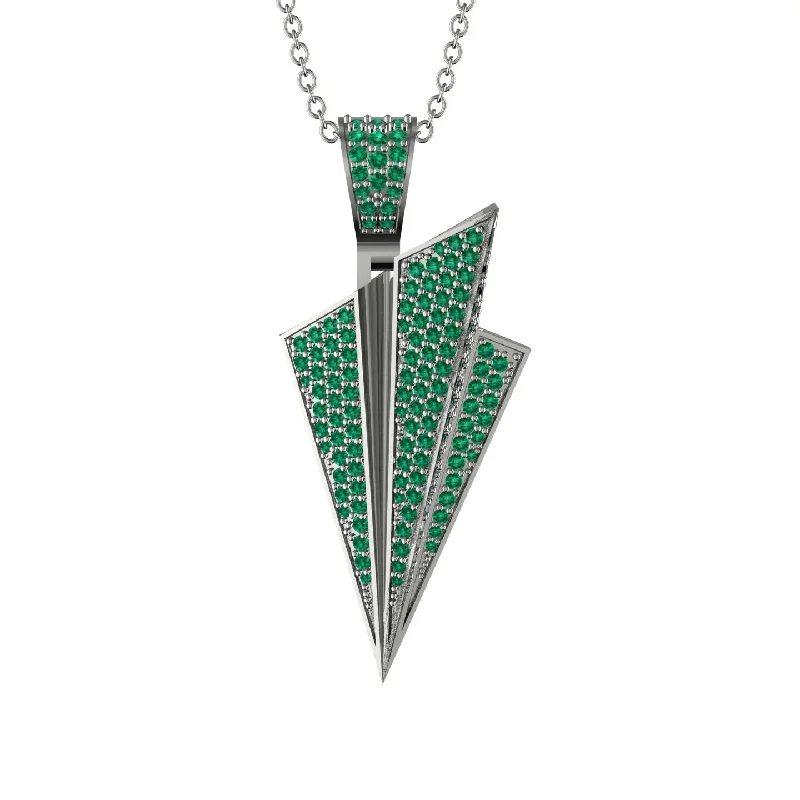 Pearl Necklace for Brides-Paper Airplane Emerald Necklace For Men - Walter No. 6