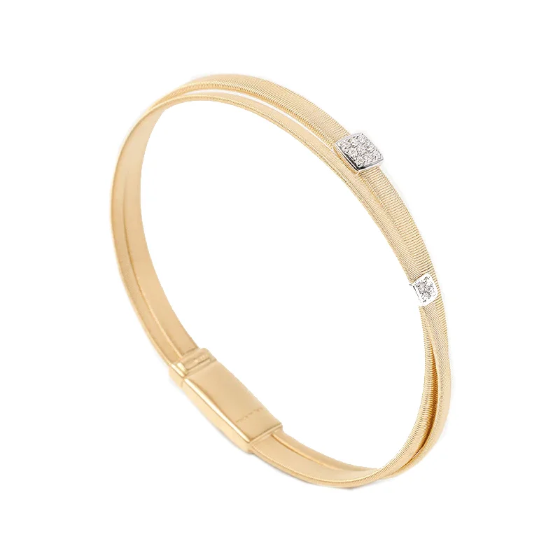 Statement Cuff Bracelets-Marco Bicego 18K Yellow Masai Gold 2-Strand Coil Bracelet with Diamonds