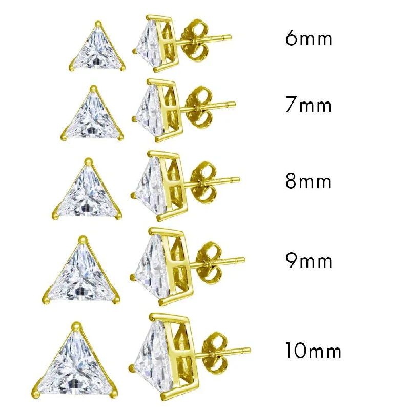 Gorgeous Pearl Earrings-Gold Plated 925 Sterling Silver CZ Triangle Shape Stud Earring - STE01170