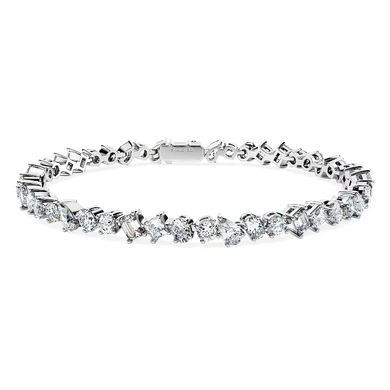 Adjustable Gemstone Cuff Bracelets-Swarovski Diamond Galaxy Tennis Bracelet 14K White Gold 5.00 Carats