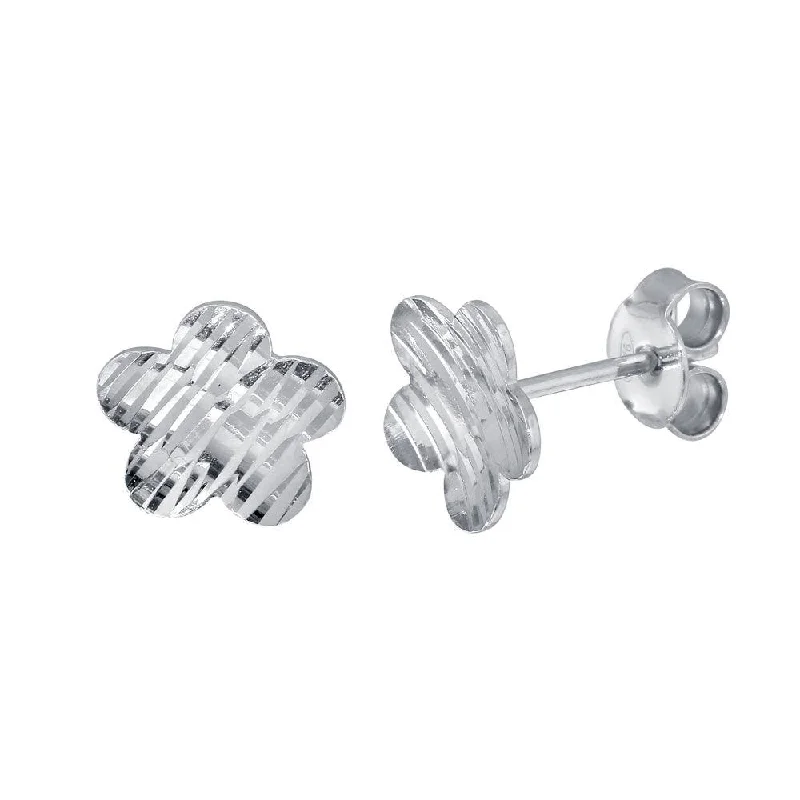 Everyday Earrings-Rhodium Plated 925 Sterling Silver DC Flower Stud Earrings - ECE00060RH