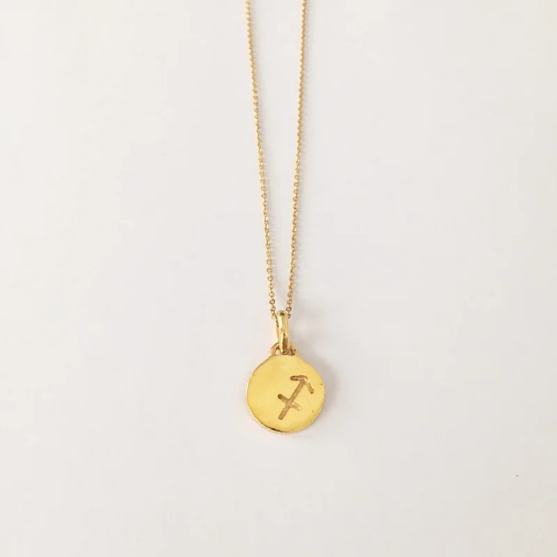 Personalized Heart Necklaces-Sagittarius Necklace, Solid Gold