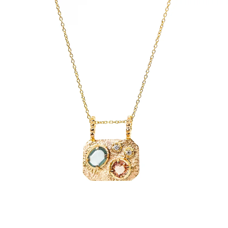 Modern Gemstone Necklaces-Medley Pendant No. 5 Necklace (Octagon), Solid Gold | ONE-OF-A-KIND