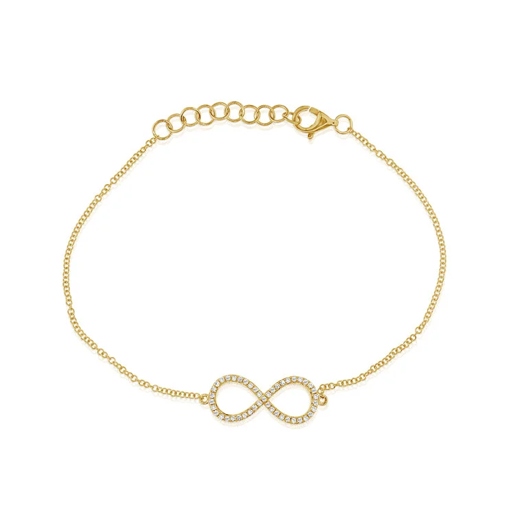 Unique Gemstone Bracelets-14K Gold Infinity Bracelet with Diamonds