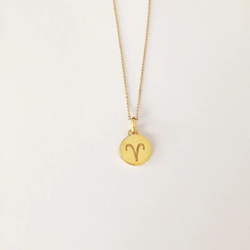 Artistic Silver Necklaces-Aries Necklace, Solid Gold