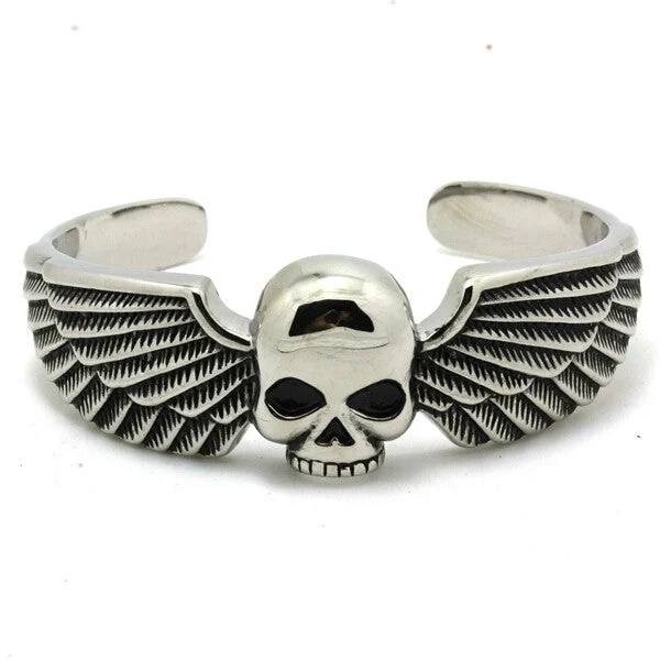 Chic Gold Bangle Sets-Skull/Wing Bangle