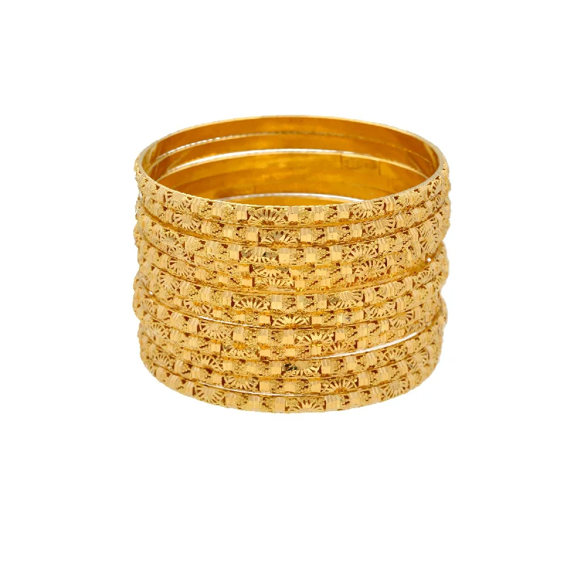 Beautiful Gold Bangles-22K Gold Bangles Set of Twelve, 136gm