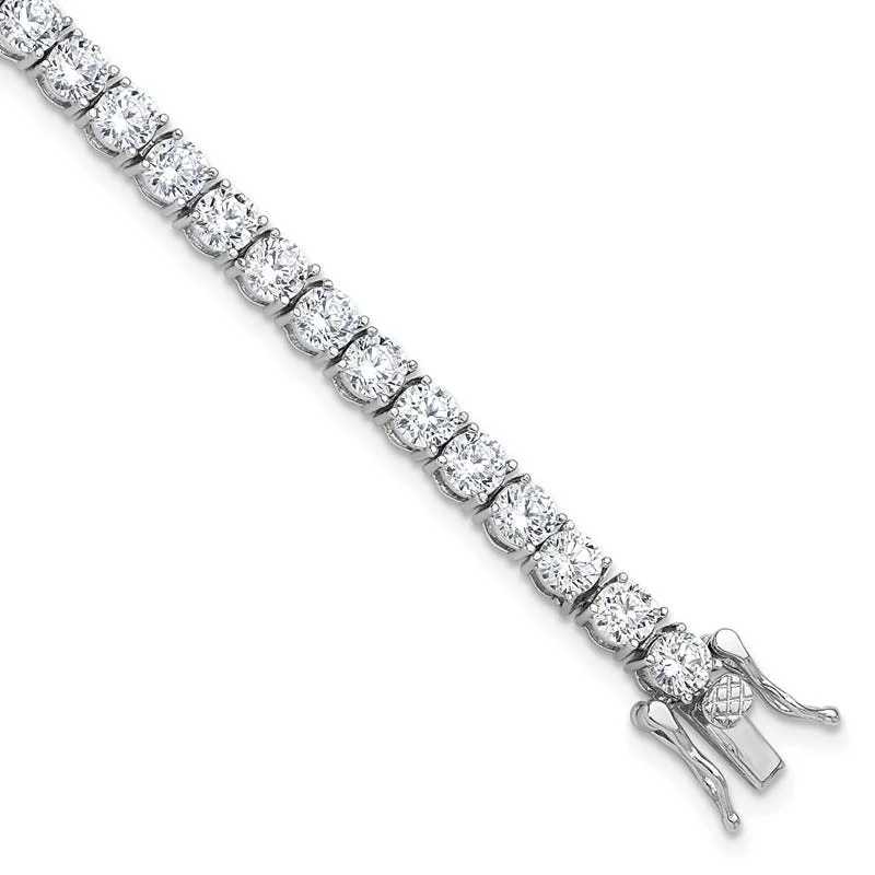 Luxury Gemstone Bracelets-Sterling Silver Rhodium-plated 4mm CZ 7.5in Tennis Bracelet