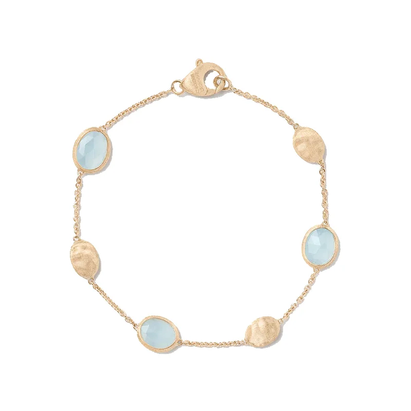 Elegant Birthstone Bracelets-Marco Bicego 18K Yellow Gold Siviglia Aquamarine & Gold Bracelet