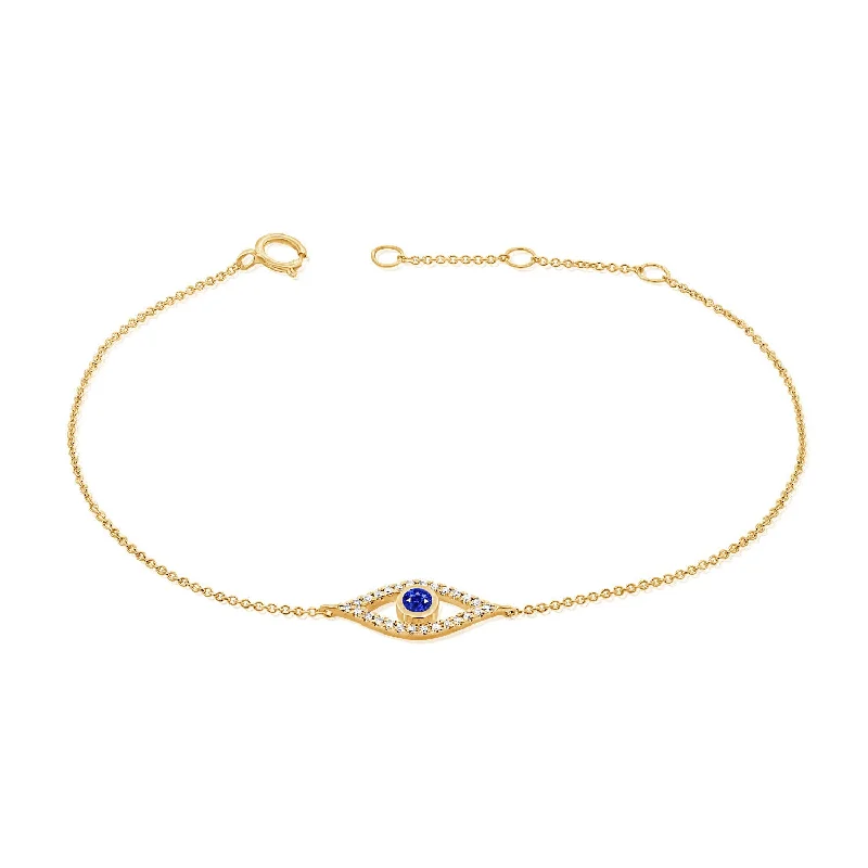 Dainty Diamond Bracelets-Diamond Evil Eye & Hamsa Chain Bracelet