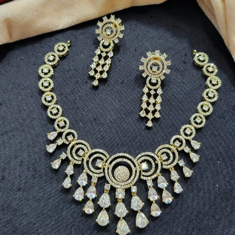 Trendy Choker Necklaces-Kavita Art Gold Plated American Diamond Necklace Set