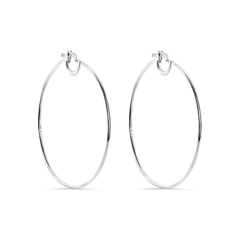 Artistic Stud Earrings-925 Sterling Silver High Polished 2mm Inner Huggie Hoop Earring - ARE00030