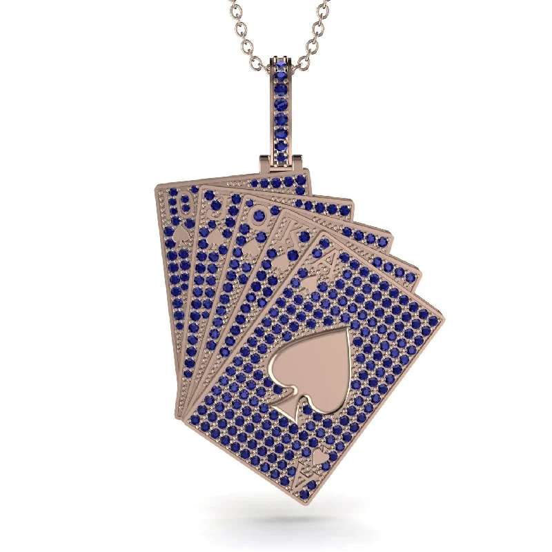 Dainty Necklaces for Women-Royal Flush Poker Sapphire Necklace - Jose No. 14