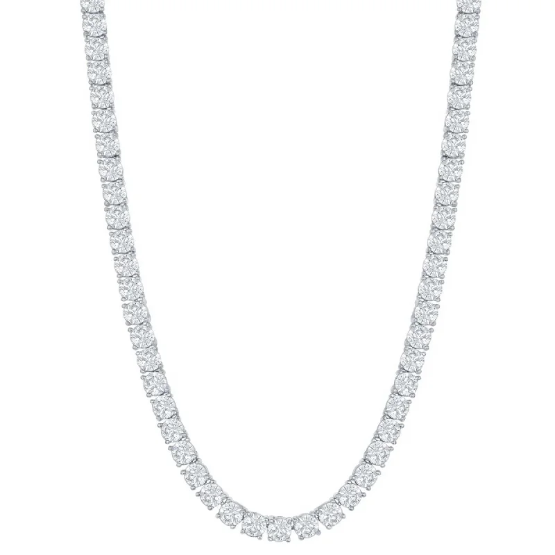 Delicate Gold Necklaces-Classic Women's Necklace - Sterling Silver 4mm Round Cubic Zirconia Tennis | M-6254-20