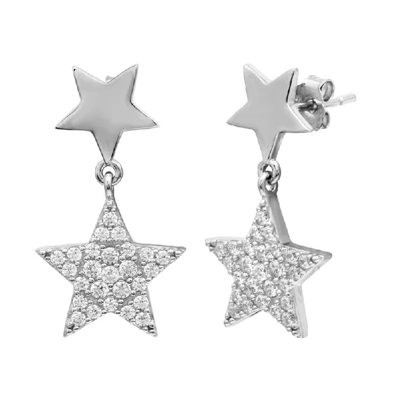 Trendy Pearl Earrings-Rhodium Plated 925 Sterling Silver Star Earrings with CZ - STE01129