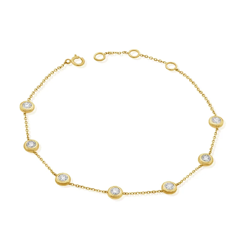 Sterling Silver Bracelets-OKGs Collection 14K Chain Bracelet with Diamonds