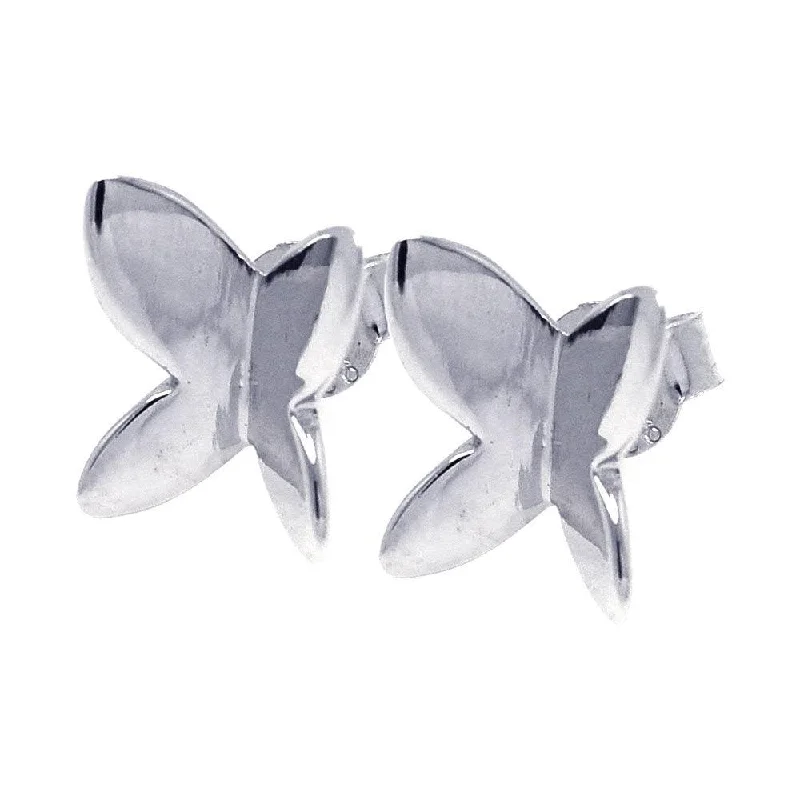 Fashionable Pearl Earrings-Silver 925 Rhodium Plated Butterfly Stud Earrings - STE00751