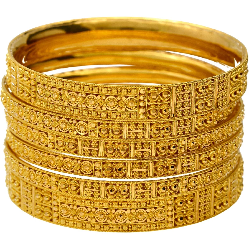 Personalized Wedding Bangle Bracelets-22K Yellow Gold Classic Indian Bangle Set (Size 2.6)