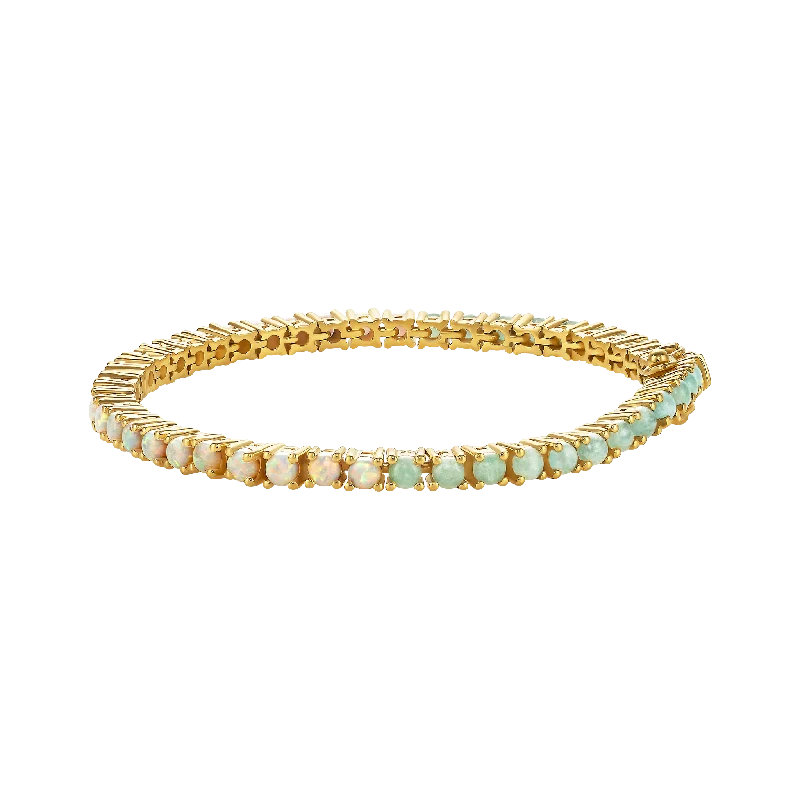 Luxury Tennis Bracelets-Opal & Amazonite Indecisve Tennis Bracelet