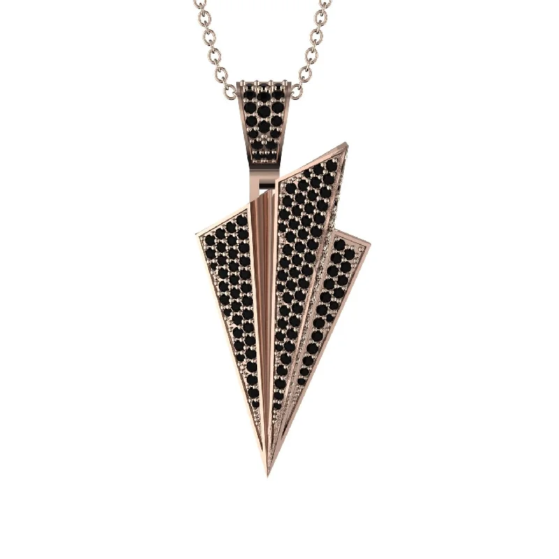 Chunky Statement Necklaces-Paper Airplane Black Diamond Necklace For Men - Walter No. 8