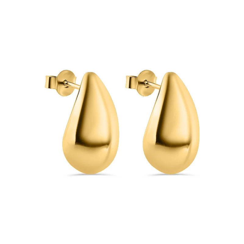 Crystal Stud Earrings-Gold Plated 925 Sterling Silver Pear Shaped 9.6mm x 19.7mm Stud Earring - ARE00043GP