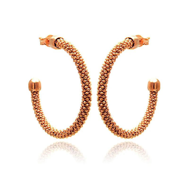 Big Earrings for Women-Clearance-Silver 925 Rose Gold Plated Hoop Earrings - ITE00042RGP