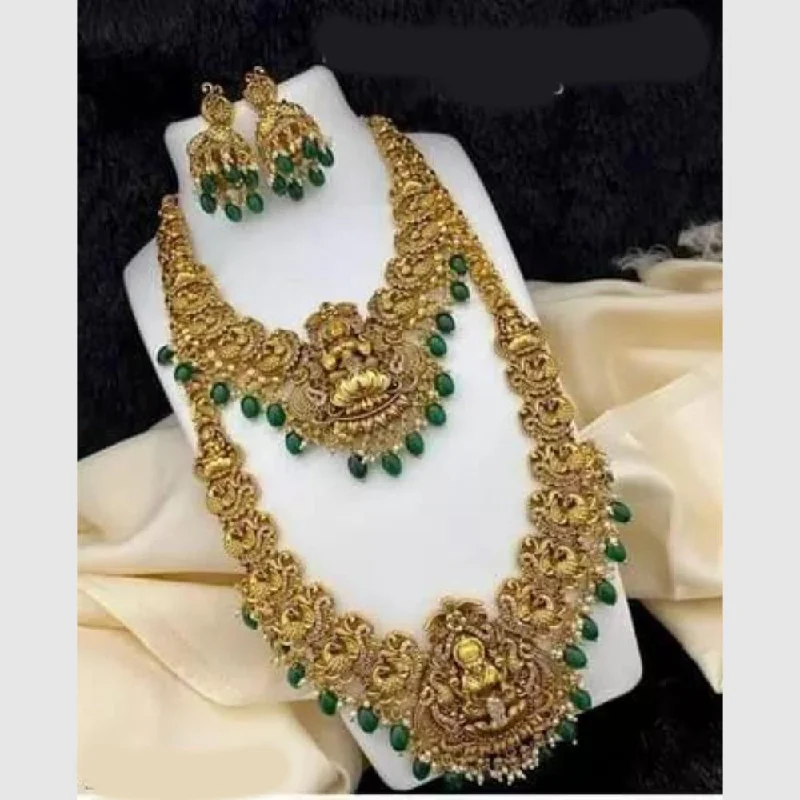 Romantic Heart Necklaces-Manisha Jewellery Gold  Plated Beads Temple Necklace Combo