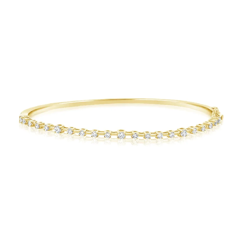 Beautiful Sterling Silver Bracelets-Elegant 14K Gold Diamond Bangle