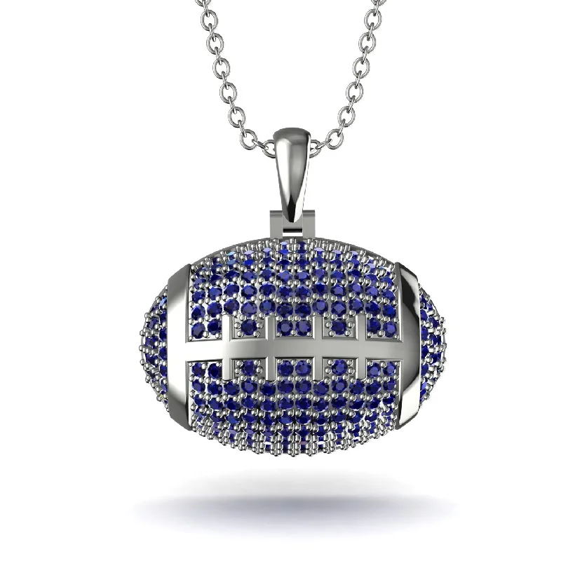 Personalized Heart Necklaces-American Football Sapphire Necklace - Jeremy No. 15