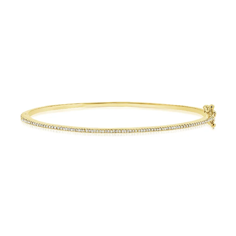 Sparkling Gold Charm Bracelets-Elegant 14K Gold Diamond Bangle