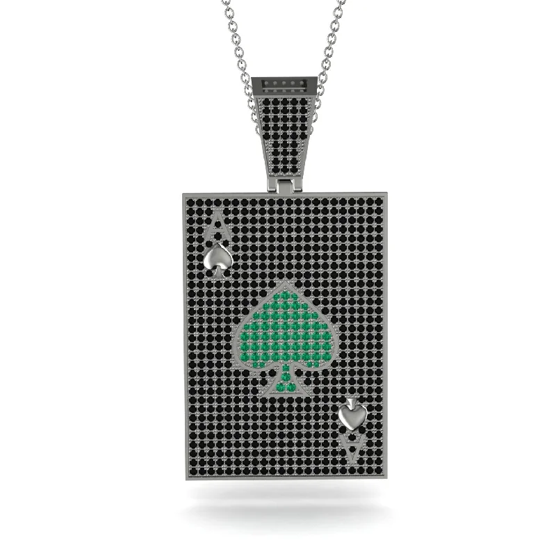 Modern Gemstone Necklaces-Ace Of Spades Black Diamond Card Necklace - Tyler No. 36