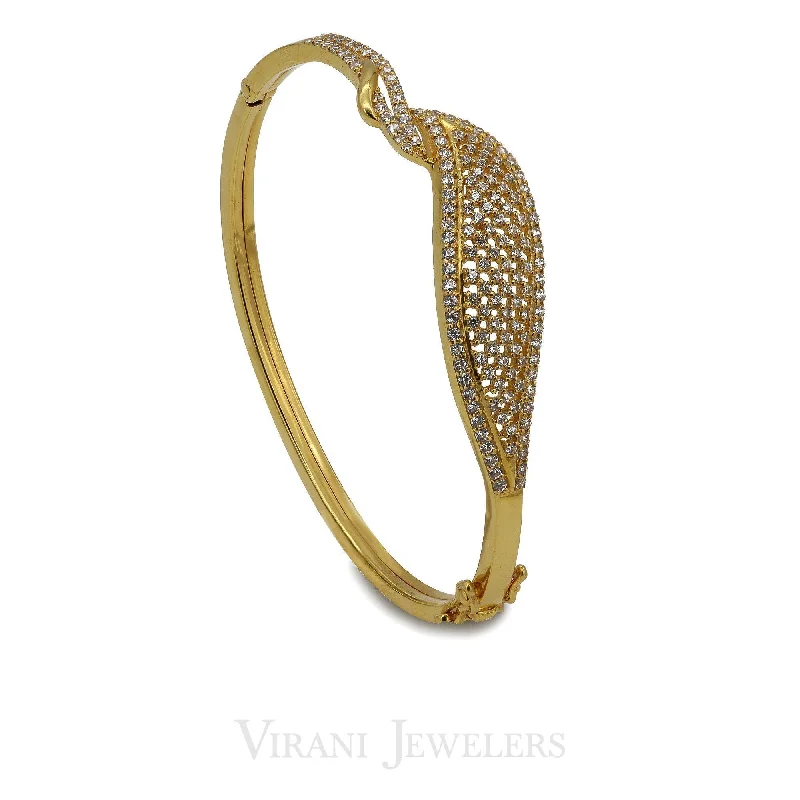 Beautiful Wedding Bangle Bracelets-22K Yellow Gold Bisou Bangle W/ Cubic Zirconia Stones