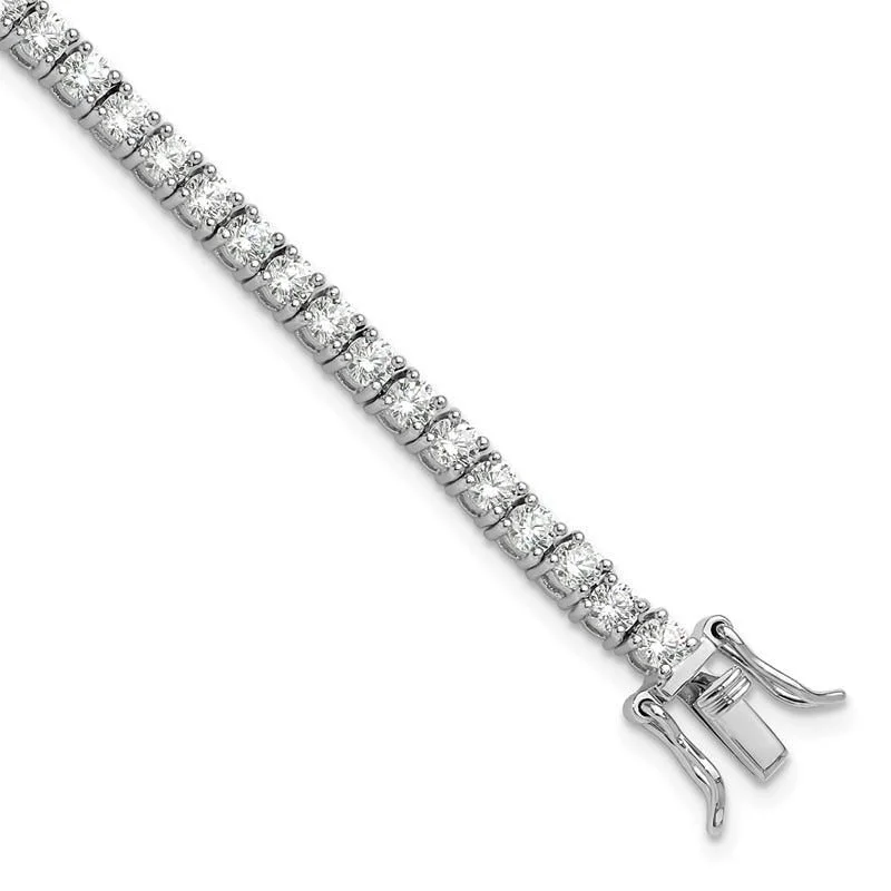 Unique Bracelets for Men-Sterling Silver Rhodium-plated Polished CZ Tennis Bracelet