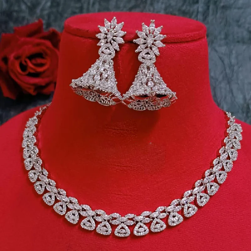 Modern Choker Necklaces-FS Collection American Diamond Necklace Set