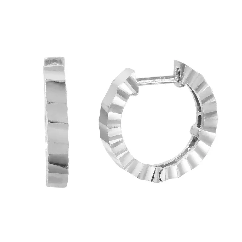 Colorful Hoop Earrings-Silver 925 Rhodium Plated Radial CZ huggie hoop Earrings - GME00030RH