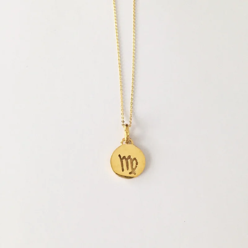 Round Gemstone Necklaces-Virgo Necklace, Solid Gold