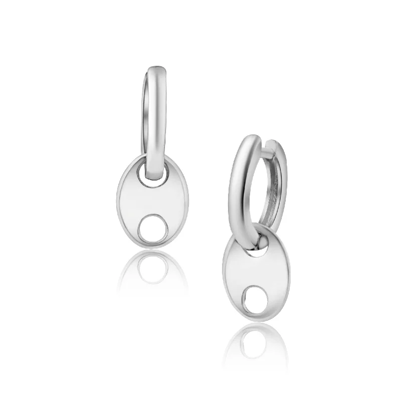 Wedding Earrings-925 Sterling Silver 12.5mm Dangling Marina Hoop Earring - SRE00002